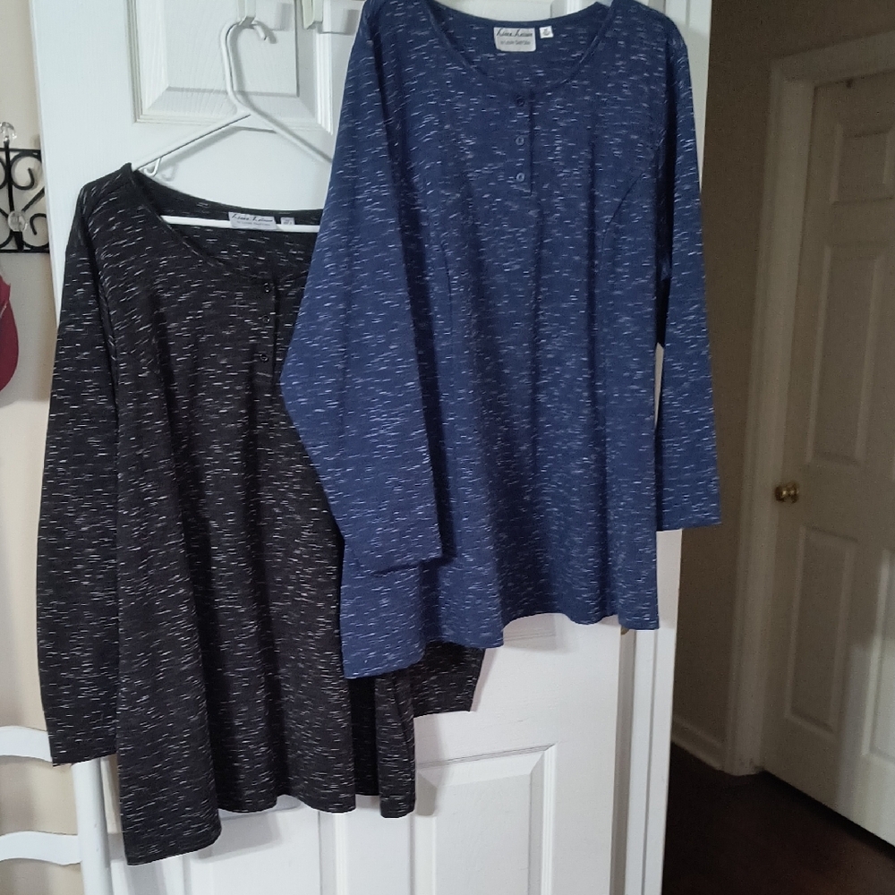 Bundle Of Two Tops, Blue and Black Long Sleeve